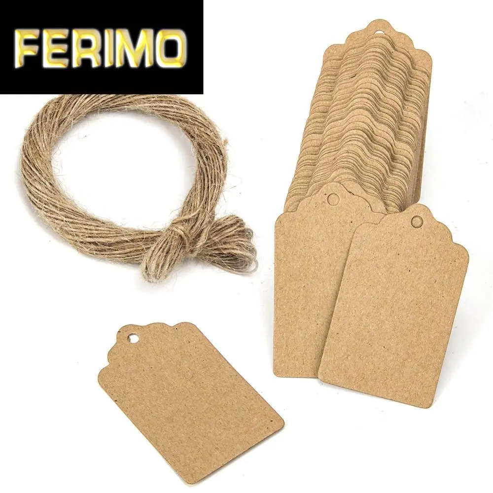

100pcs 5x3cm Kraft Paper Tag Blank Scallop Wedding Favors Craft Gift Hang Tag Packaging Label Price Tags DIY Cloth Sewing Supply