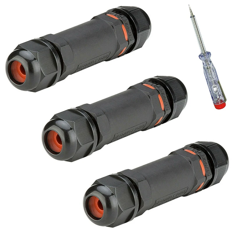 

4pcs Newest IP68 Waterproof Cable Connector Junction Box Set High Quality Electrical Wire Cables Straight Connectors Adapter