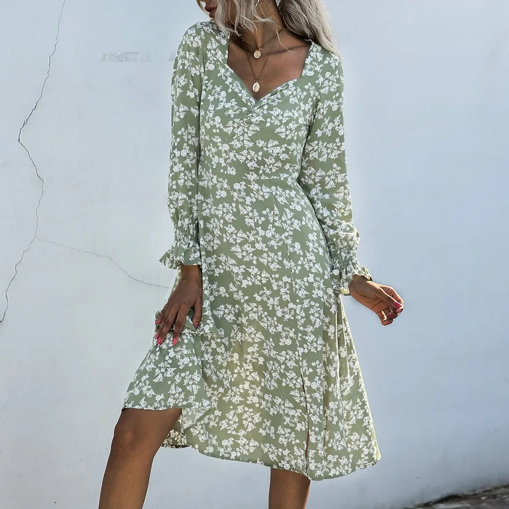 Женское повседневное осеннее платье женское винтажное шифоновое платье-рубашка