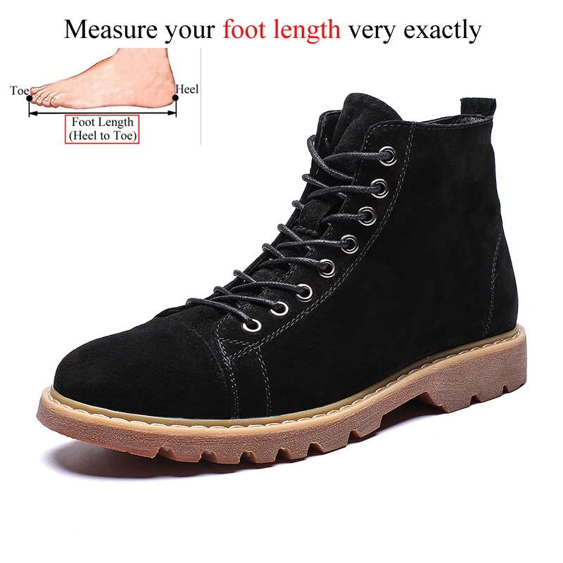Мужские кожаные ботинки Dr Martins Martens; Зимние ботильоны; Безопасная рабочая обувь; botas hombre Zapatos De Seguridad Safty; обувь размера плюс 48 - Цвет: Black