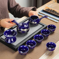 porcelain chinese kungfu tea set ceramics landscape color glazed tea cup tea infuser portable all in one gift teaware set