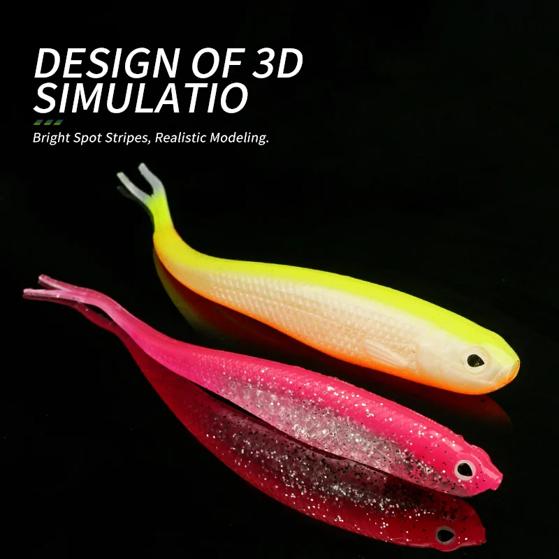 Ardea 3Pcs Silicone Bait 126/130mm 7.3/9.5g Forked fishtail Soft Artificial Lure 3D eyes Fish shape Wobblers Worm Fishing Lures