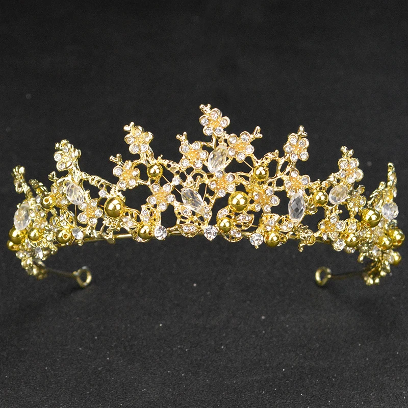 Новая мода Золотая Корона невесты леди AB Кристалл аксессуары для волос ручной