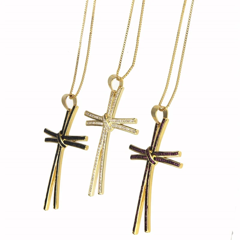 SUNSLL модное золотое ожерелье нового дизайна циркониевое с кулоном крестом