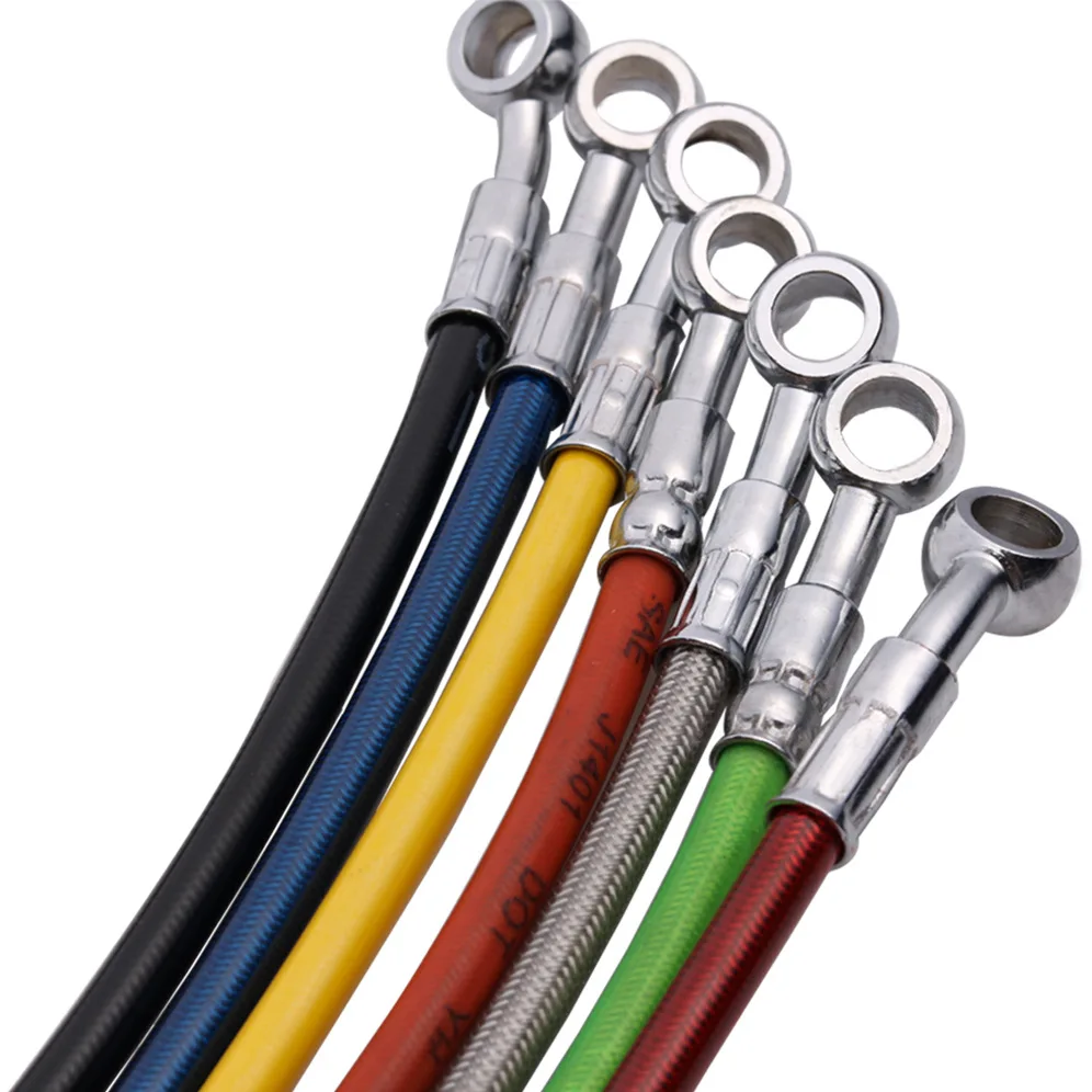 

Motorcycle Braided Wire Steel Brake Hose Cable Stainless Steel Braided Pipe Colorful 40cm-90cm for Universal Racing