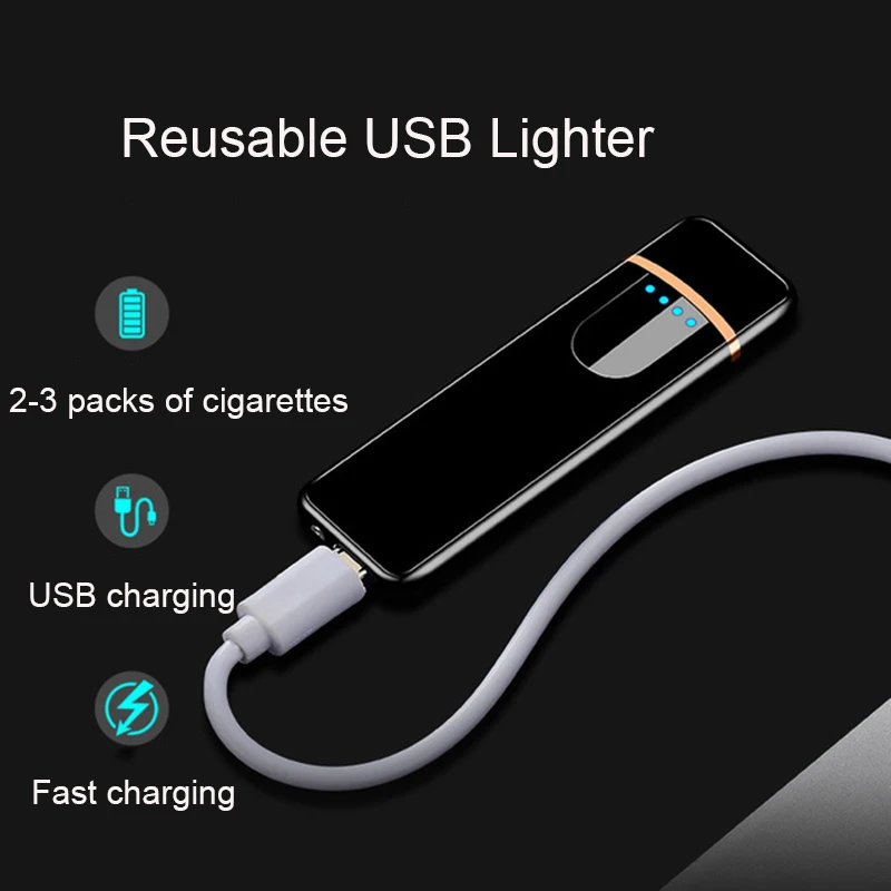 Зажигалка с USB зарядкой электрическая сенсорная двусторонняя ветрозащитная