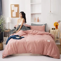 solid color duvet cover set with quilt cover bed linens pillowcase luxury washed cotton sheet bedclothes 34 pieces bedding set