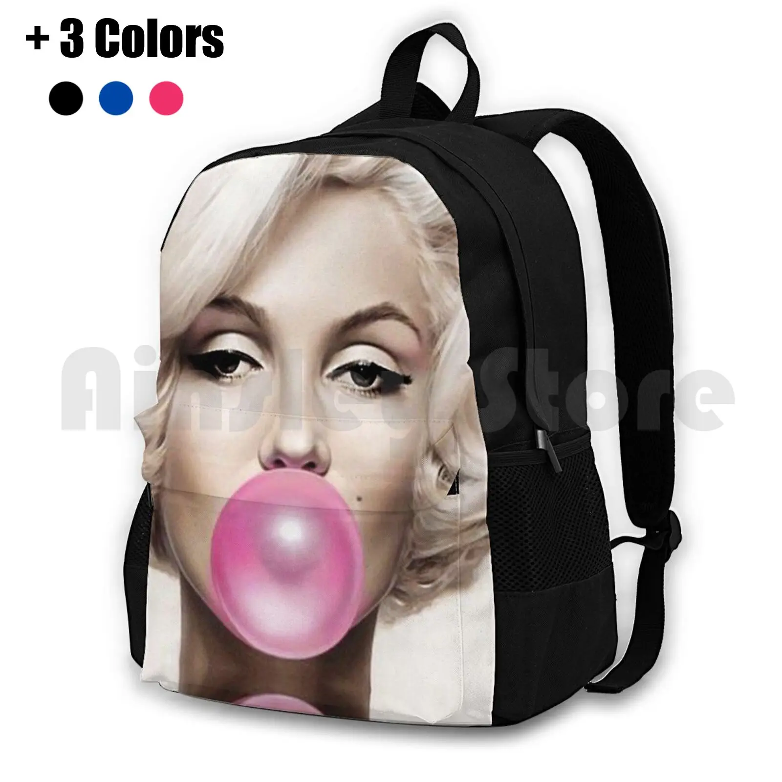 

Pink Gum Outdoor Hiking Backpack Waterproof Camping Travel Marilyn Monroe Pink Cover Album Logo Gum