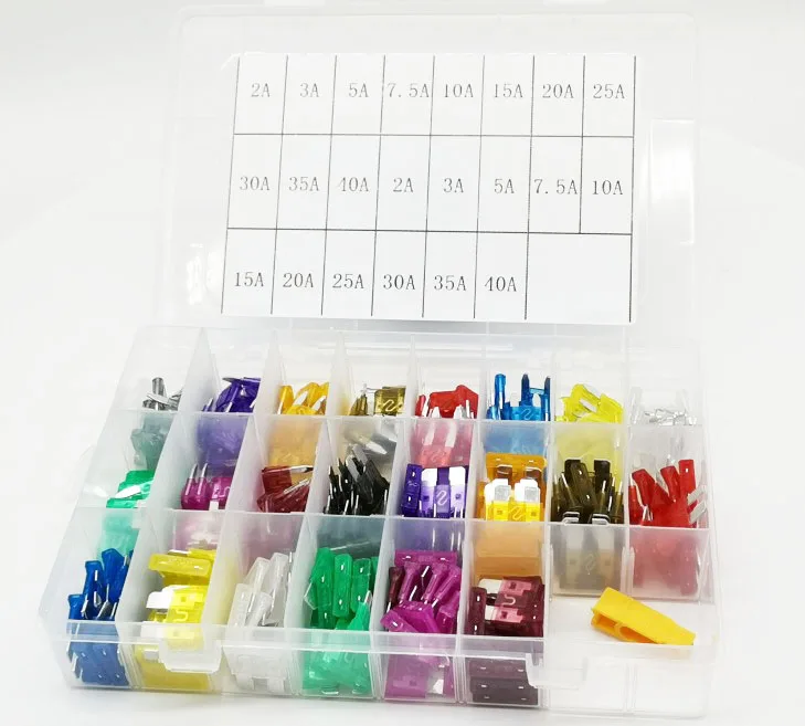 Бесплатная доставка, блок предохранителей 242 шт., автомобильный предохранитель с лезвием цепи 2A/3A/5A/7.5A/10A/15A/20A/25A/30A/35A/40A