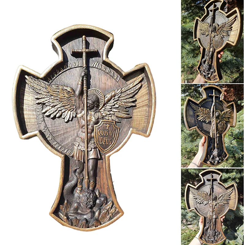 

Archangel Майкл, резная икона из натурального дерева, христианский деревянный подарок для Него, подарок на новоселье, подарок для мужчин SEC88