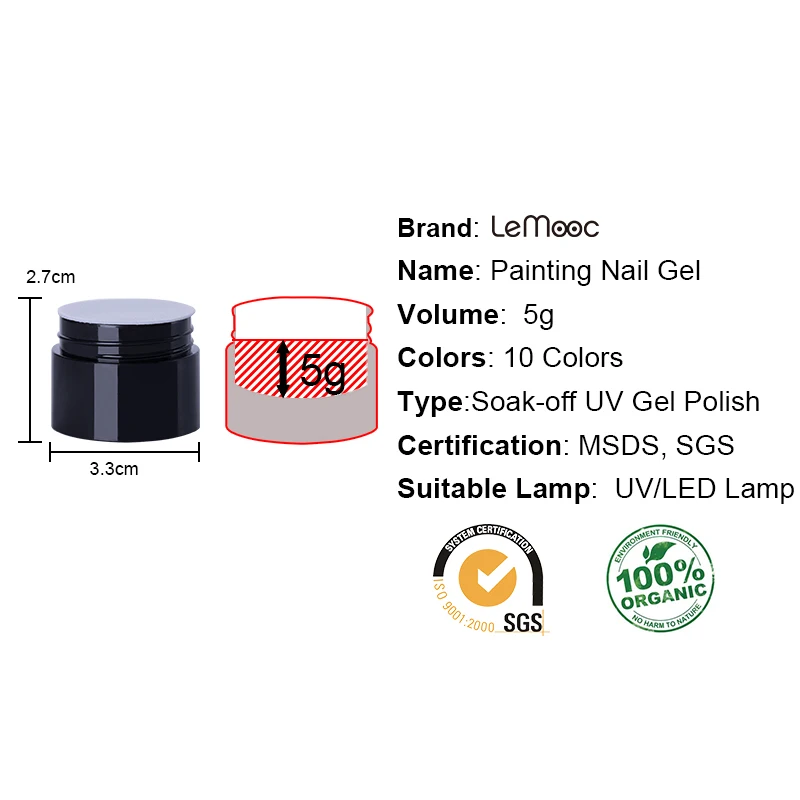 LEMOOC 5 мл гель для тиснения 3D тиснение Рисование Серебро Золото Сделай Сам