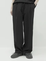large size solid color high grade fashion slanting front waist design straight pants casual trousers mens wear