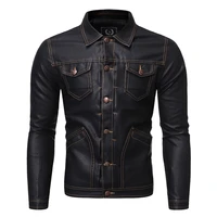 new brand clothing mens new leather jacket classic pu casual stand up collar air force pilot pocket brown leather jacket s 4xl