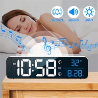 alarm clock led digital watch table voice control digital music despertador usb battery powered electronic wall table clocks