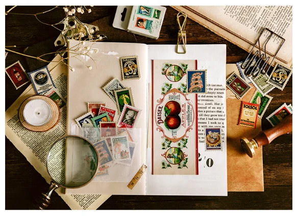 46 шт./кор. винтажные штампы наклейки для детей в стиле ретро и школы | Канцтовары