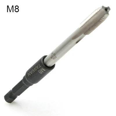 with Tap M8 M4-M16 адаптер для торцевых разъемов 1/4 ''шестигранный хвостовик квадратный шуруповёрт резьба адаптер для резьбонарезания патрон для станка сверла питания - Цвет: with Tap M8