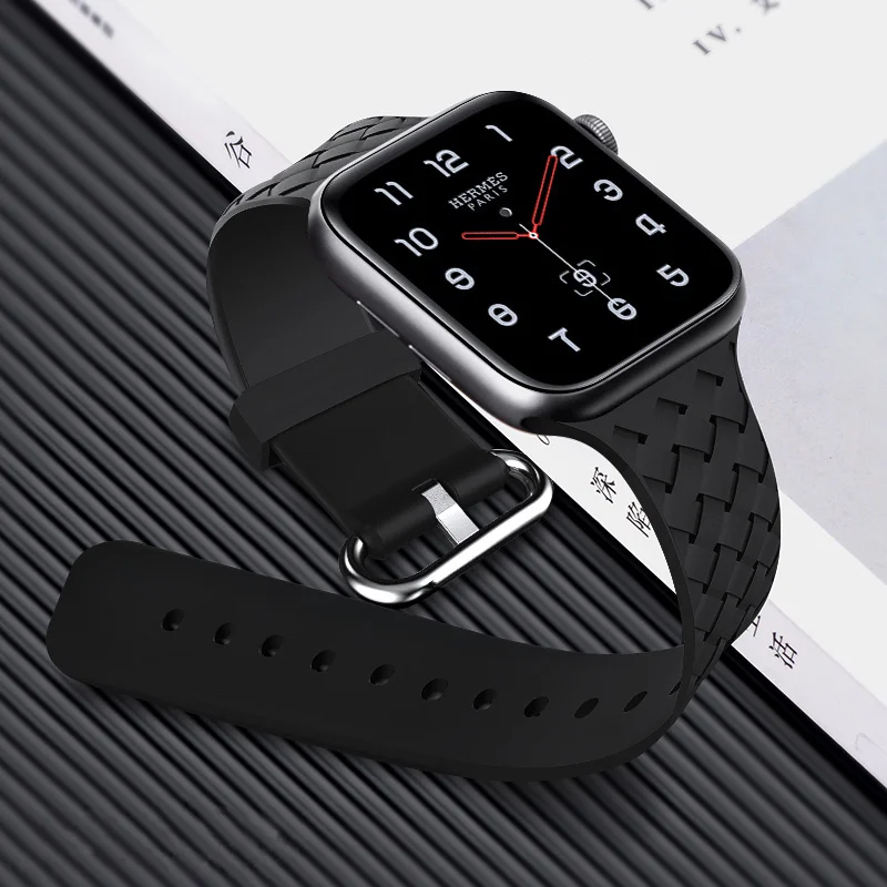 Тканый ремешок для Apple watch 44 мм 40 iWatch 42 38 силиконовый часов Браслет 4 5 3 2 1