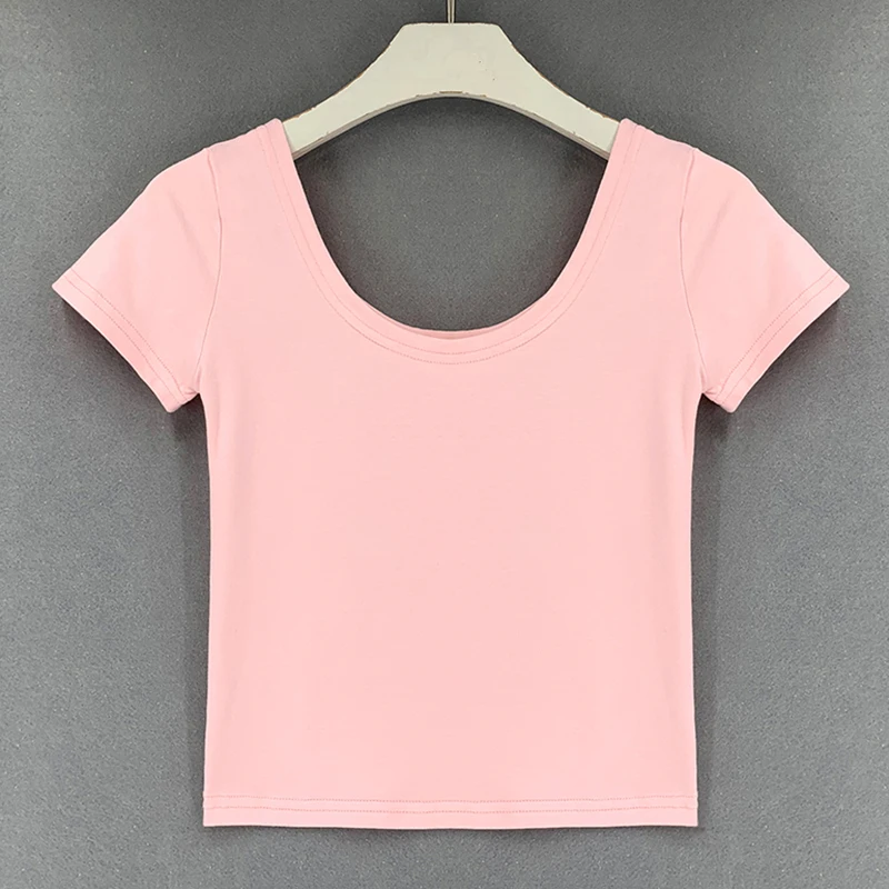 

New 2022 Summer Crop Top T Shirt Women Short Sleeve Elastic Thin Cotton Tshirt Womens Tops Tee Shirt Woman Clothes Poleras Mujer