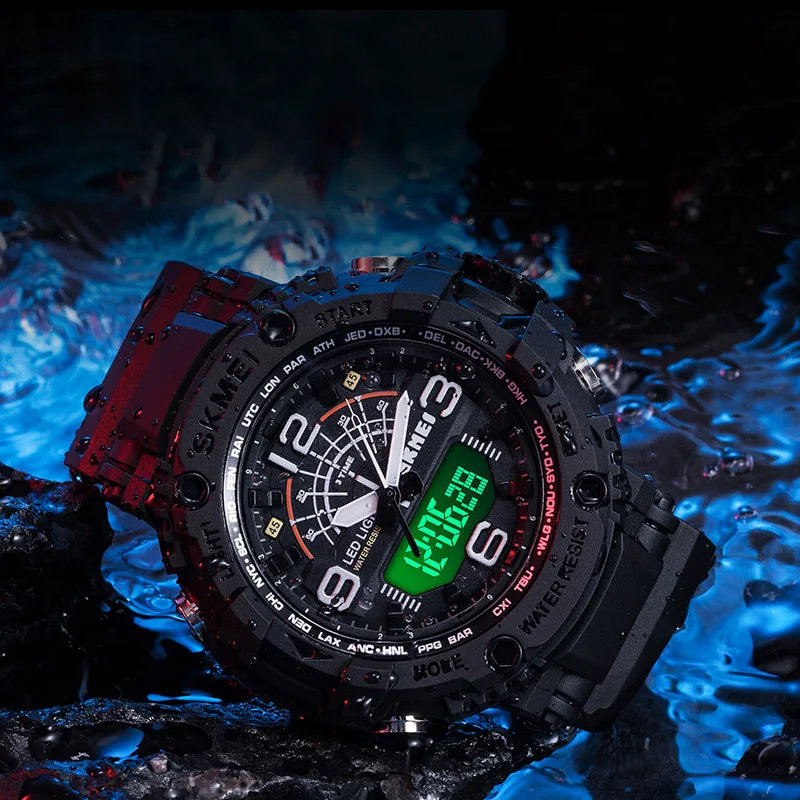 SKMEI мужские часы с большим циферблатом 3 раза ударопрочные цифровые наручные