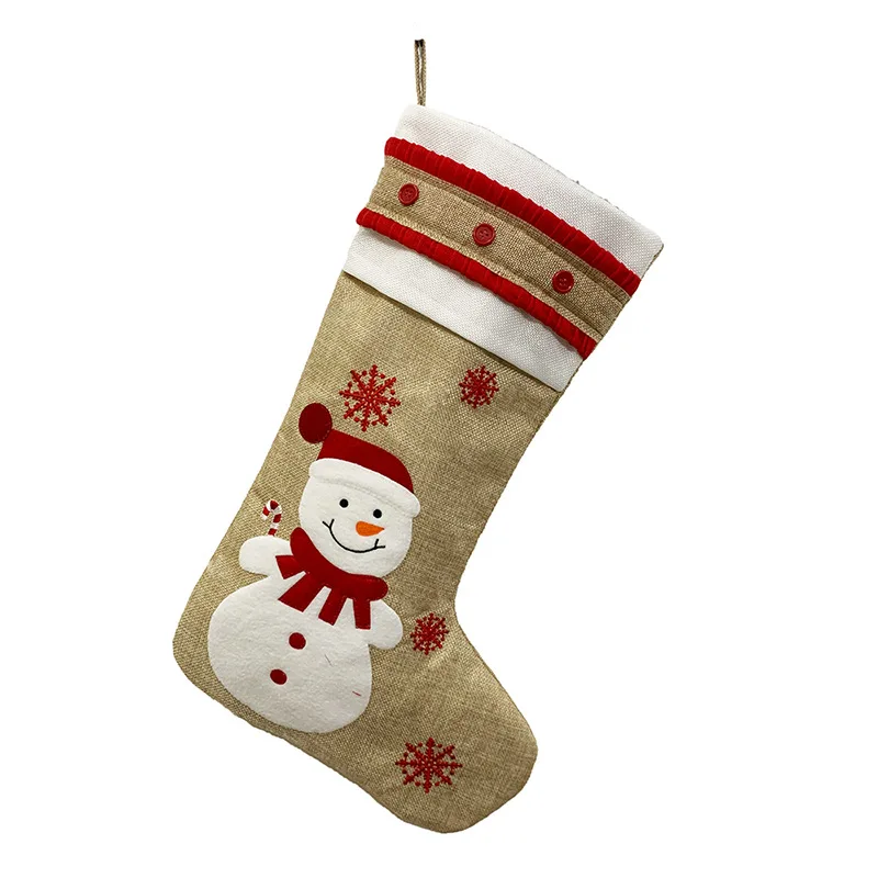 

Linen Christmas socks children's gift bag Santa socks 2020 new Christmas decorations pendant Snowman elk snow sock
