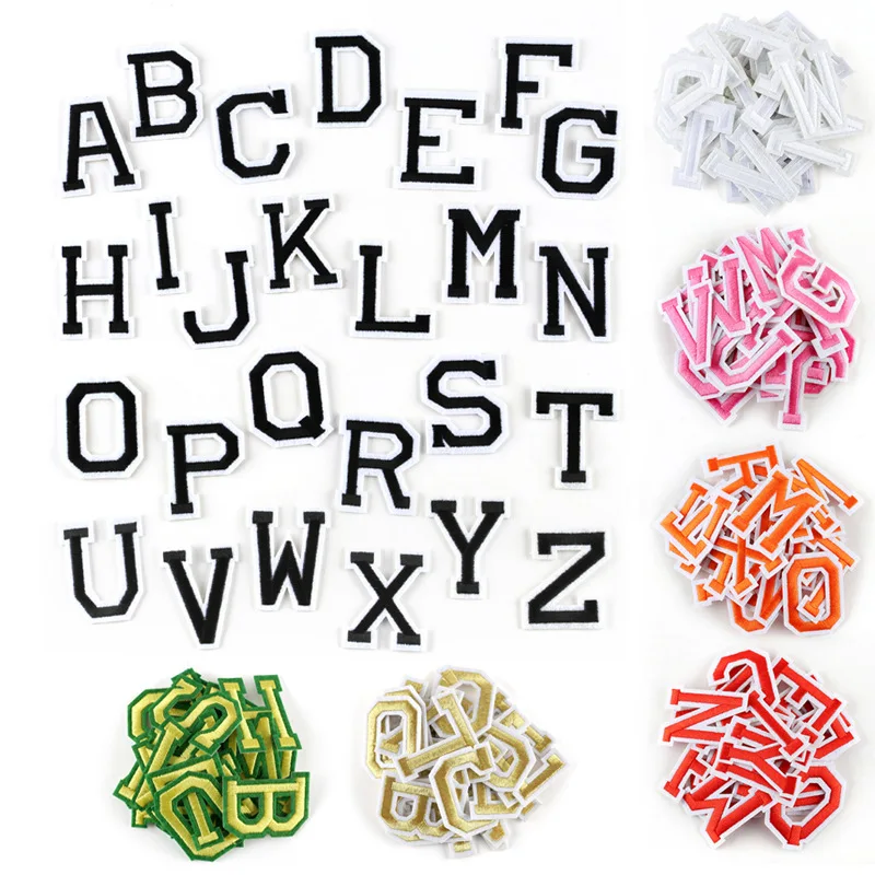 

10pcs 26 letters Embroidery Iron on patch For clothing applique backpack Motif