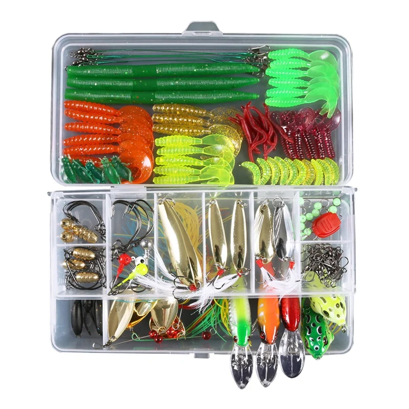 

Fishing Lure Set Multifunctional Suit Mixed Spoon Minnow Hooks Soft Lure Kit Artificial Bait Fishing Tackle Accessories
