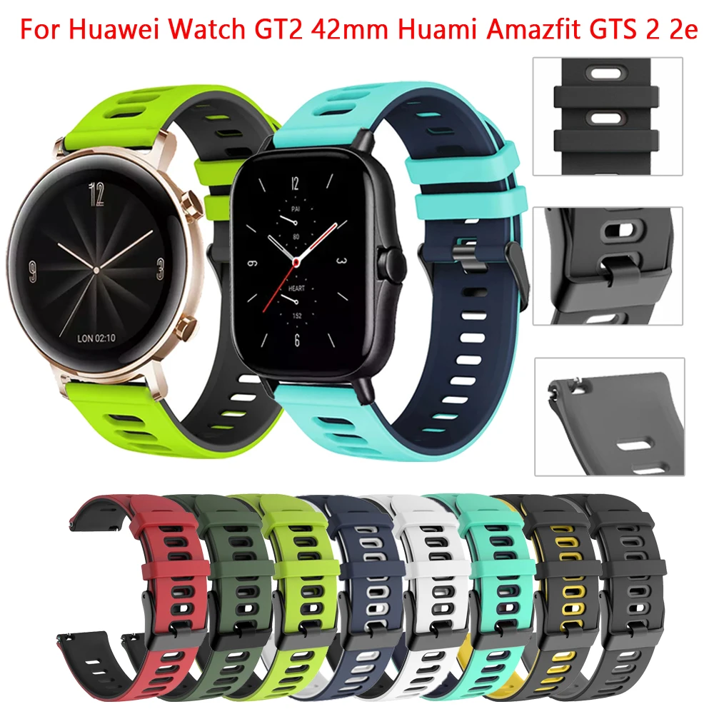 

Ремешок 20 мм для смарт-часов Huawei Honor Magic2 Watch GT 2 42 мм, силиконовый браслет для Huami Amazfit GTS 2 GTR 42 мм Bip, браслет