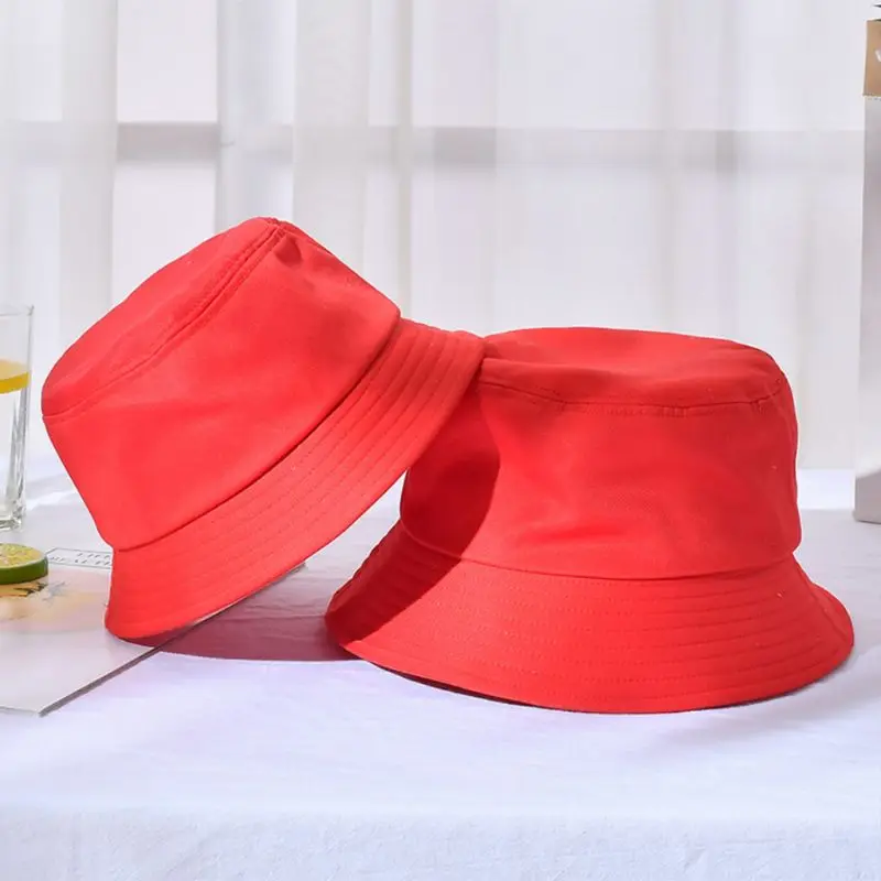 

Korean Adult Kids Summer Foldable Bucket Hat Solid Color Hip Hop Wide Brim Beach UV Protection Round Top Sunscreen Fisherman Cap
