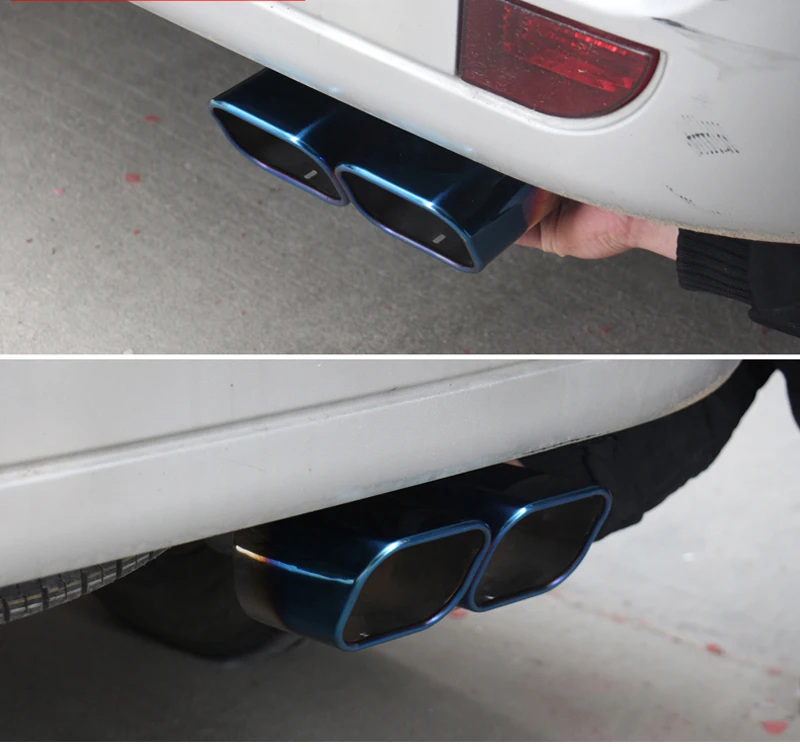 

ZZTZZ Universal Grilled blue Stainless Steel 1to2 Dual Pipe Exhaust pipe Muffler tip covers Car-styling Modification