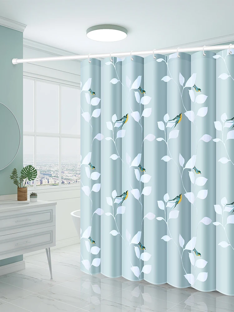 

Bathroom Curtain Waterproof Fabric Green Shower Curtain Flower Anti-mildew Curtains Salle De Bain Bathroom Decoration AC50SC