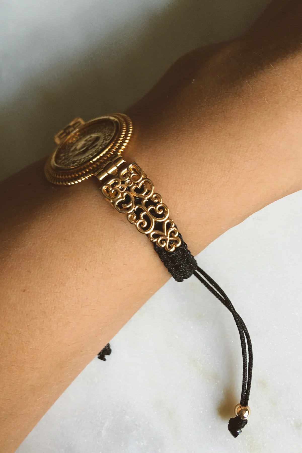 

Gold plated corded quarter women bracelet gold bracelet