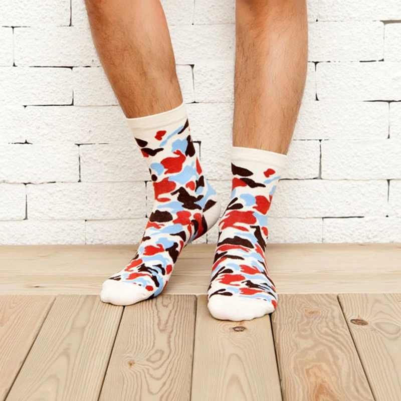 

1/2/3pair Men Socks Camouflage Long Hip Hop Funny Socks Casual Winter Warm Solid Business Socks for Men Breathable Cotton Socks