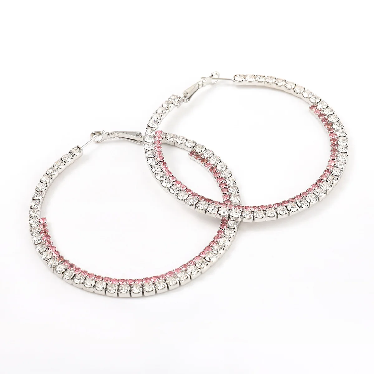 

Fashion Exaggerated Round Metal Rhinestone Hoop Earrings Women's Creative Pop Earrings Banquet Jewelry Accessories