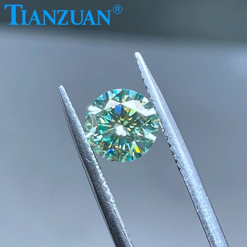 

5mm to 14mm light green blue color Round Brilliant cut moissanites loose gems stone