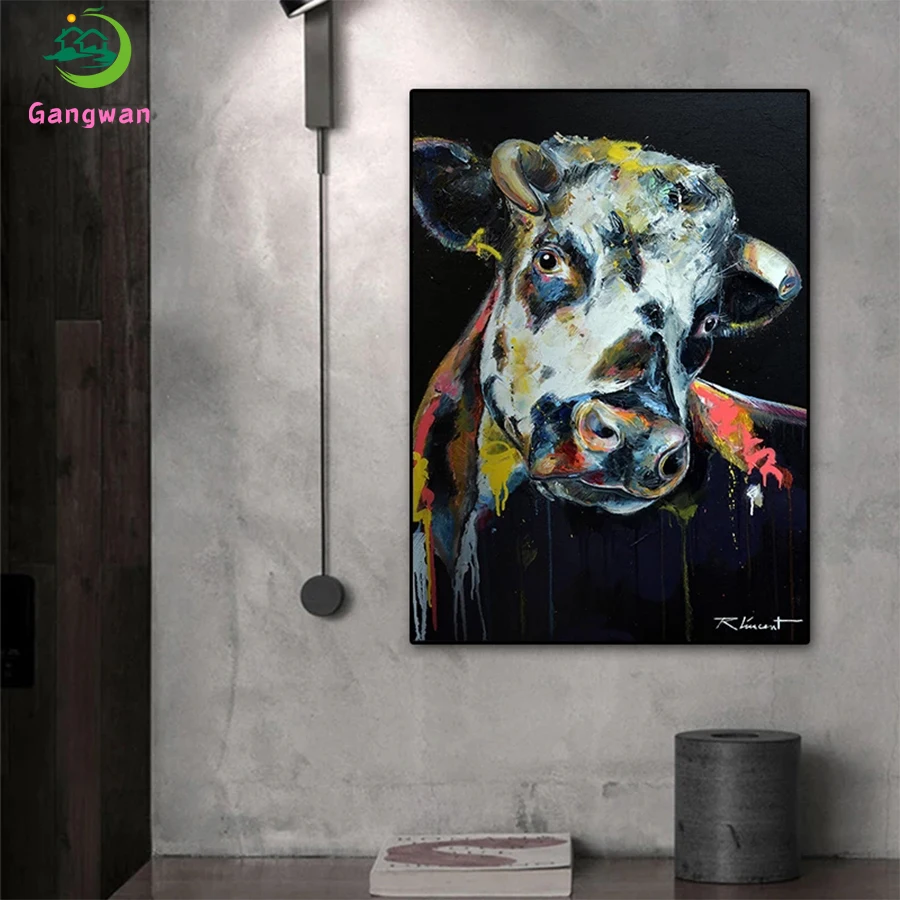 

Алмазная живопись «сделай сам», абстрактная животная картина, Алмазная мозаика с коровой, полная выкладка, квадратные и круглые камни, вышивка крестиком, хобби ручной работы