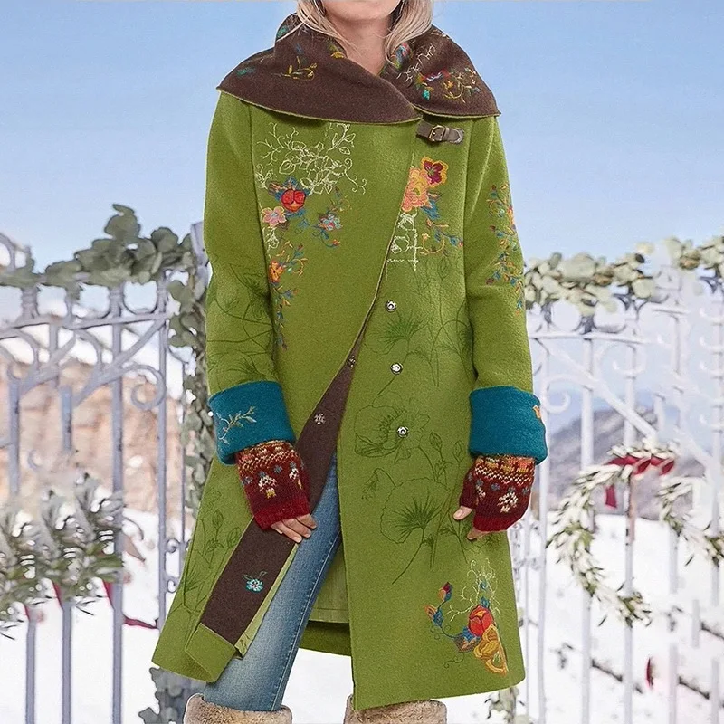 

Женское шерстяное пальто, новое осенне-зимнее женское длинное пальто с принтом, шерстяное пальто с длинным рукавом, новое шерстяное пальто ...