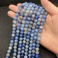 wholesale natural blue round loose beads blue aventurine beads 6 8 10 mm select size for jewelry making diy bracelet accessories