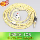 LN007299 8 Core ручная работа цвет серебристый, Золотой покрытием плетеный кабель для наушников для Audio-Technica ATH-IM50 IM70 IM01 IM02 IM03 IM04