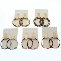 big acrylic circle earrings for women resin bohemian statement earring colored leopard drop acetate earring 2020 fashion jewelry