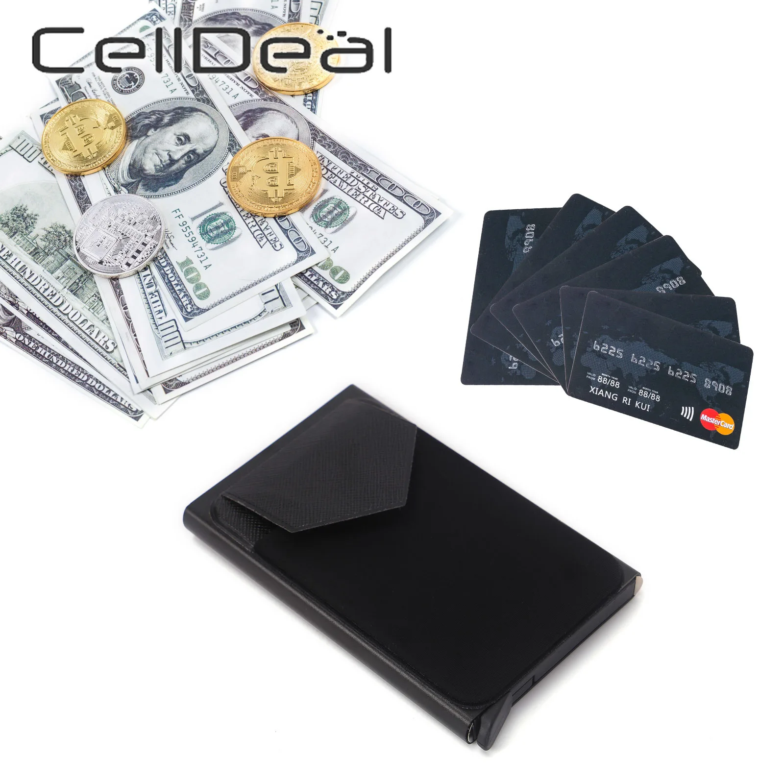 

Business Bank Credit card Anti RFID Credit Card Holder Metal Minimalist Wallet Multifunctional Men ID card Holder Case Solid
