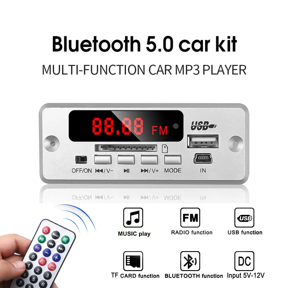 Bluetooth V5.0 MP3 плеер Стерео беспроводной приемник 5 в 12 В декодер плата автомобильный
