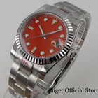 Часы BLIGER Мужские оранжевые, 36 мм, с рифленым циферблатом, с автоподзаводом, NH35A