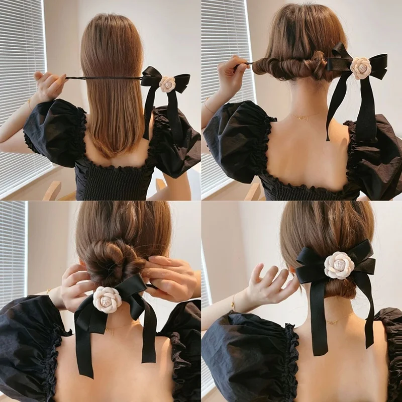 

New DIY Lazy Hair Curler Satin Bow Hairpin Hair Braiding Braider Tool Hair Clips Women Headband Hair Styling Accessories Deft