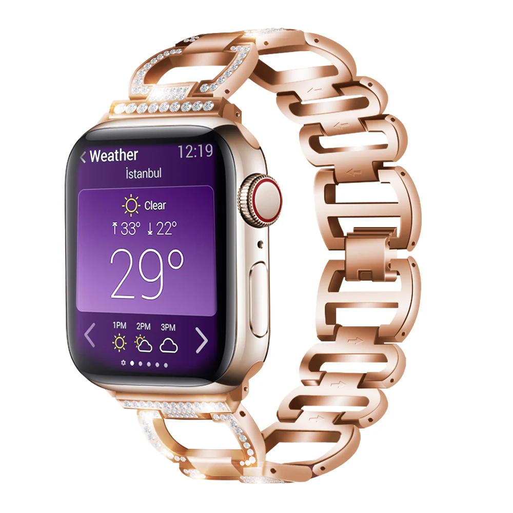 Ремешок из нержавеющей стали для Apple watch 38 мм 42 40 44 iWatch браслет серии 5 4 3 2 1 женский