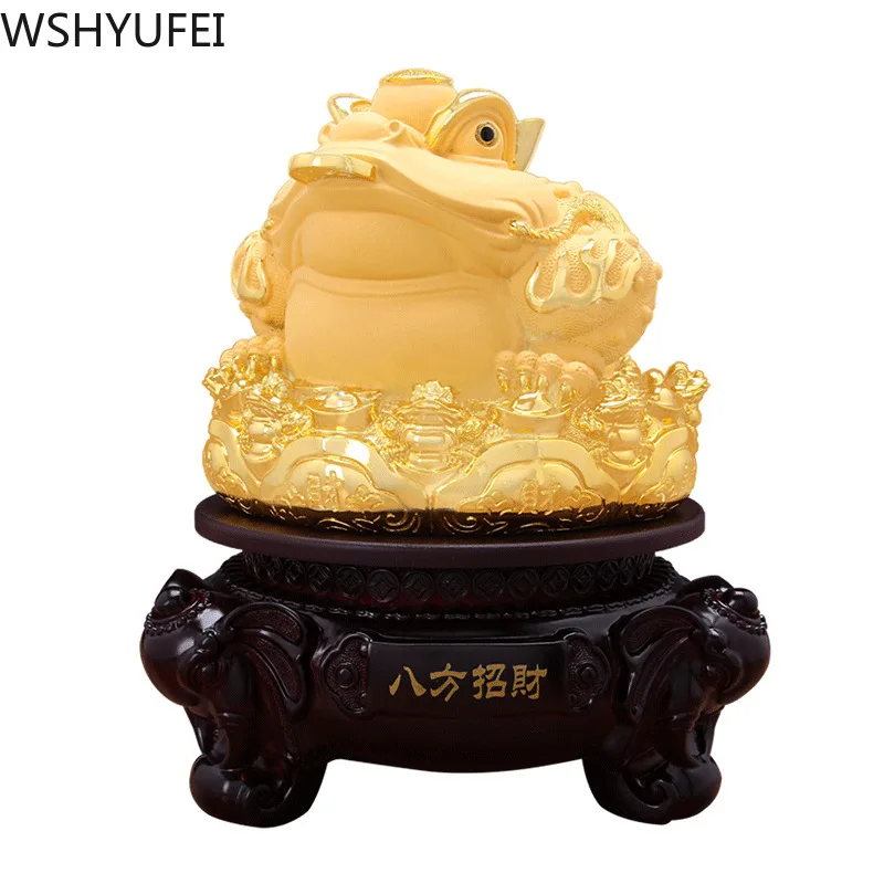 

WSHYUFEI Chinese Resin Toad decoration Wealth Golden Frog Toad Coin Home Office Decoration Tabletop Ornaments Lucky Fortune