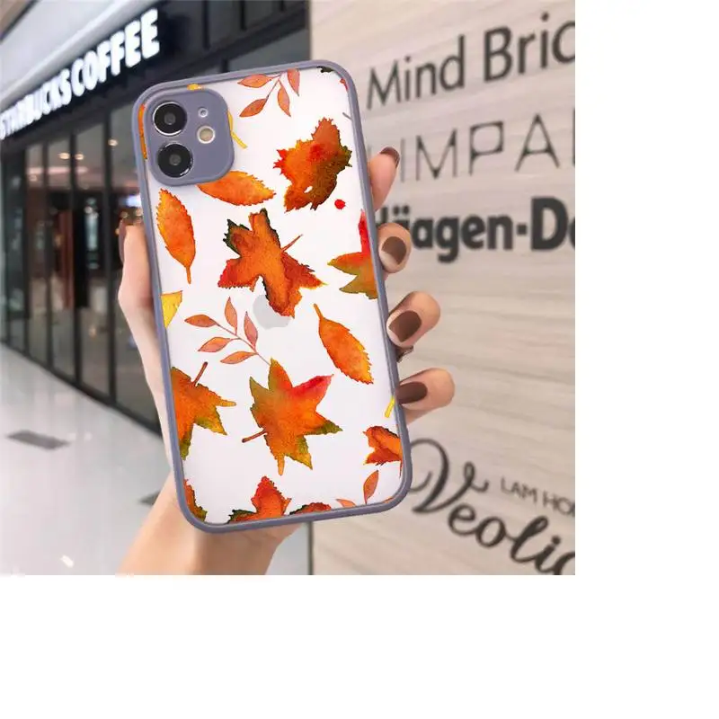 

Fallen leaves Pumpkin happy fall Phone Cases matte transparent For iphone 7 8 11 12 plus mini x xs xr pro max cover
