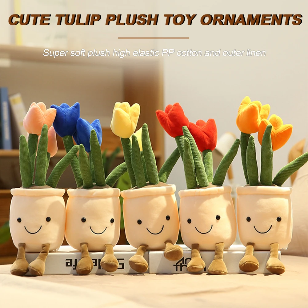 

Tulip Flower Potted Ornament Plush Doll Flower Decoration Interior Decoration Potted Flowers Pillow for Girls Kids Gift