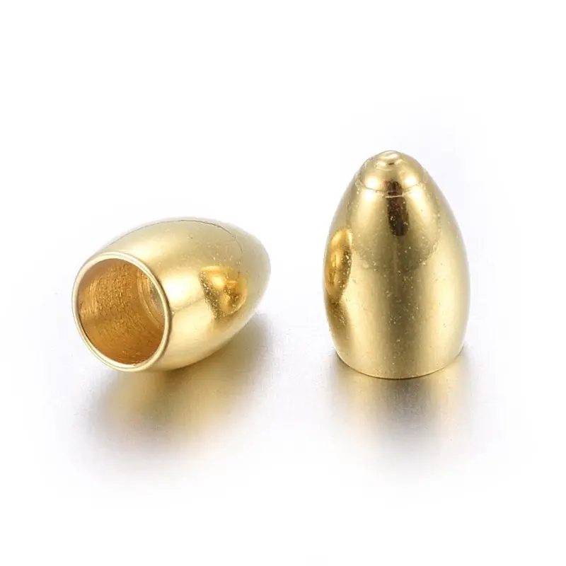 

200pcs Golden Stainless Steel Cord End Caps accessories for jewelry making DIY Link Connector, 6x4mm, Hole: 2.5mm F50