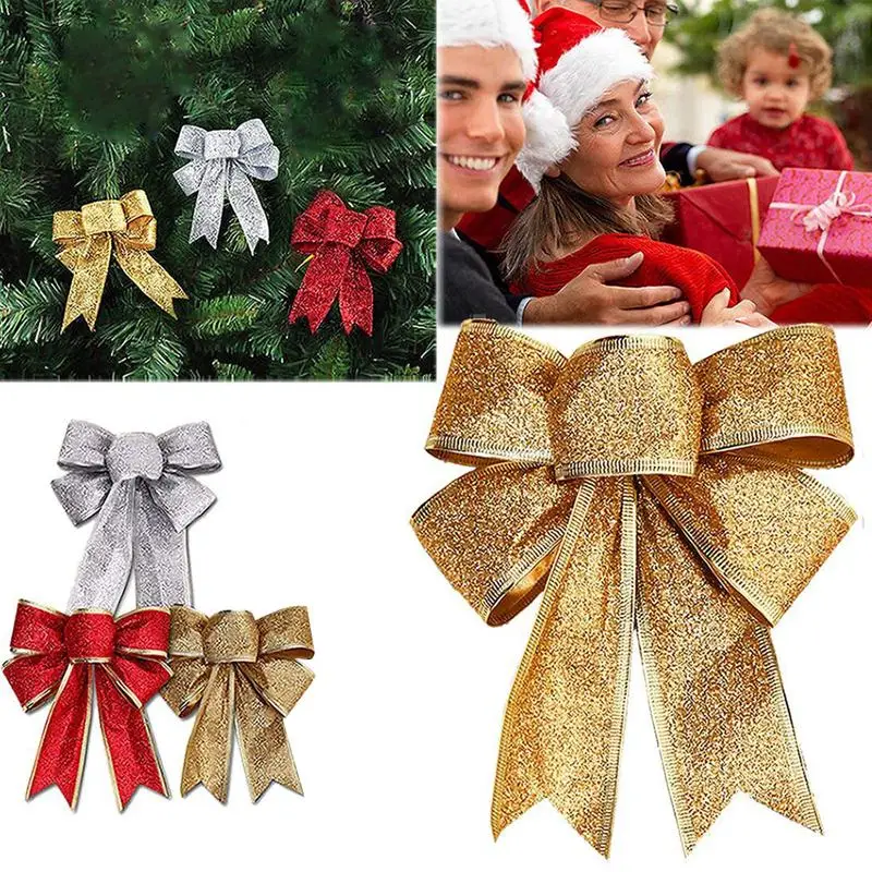 4Pcs 25x18cm Decoration Ornament Hanging Knot Bowknot Butterfly Decore Tree Christmas | Дом и сад