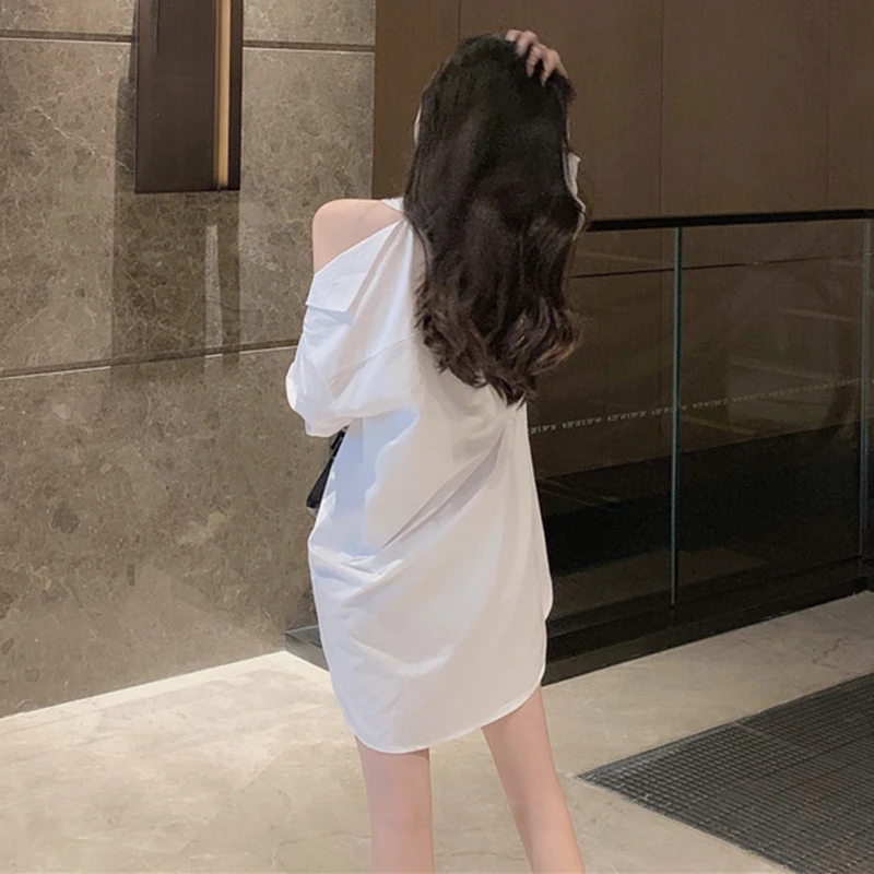 XITAO сексуальное асимметричное платье с открытыми плечами однобортное длинным